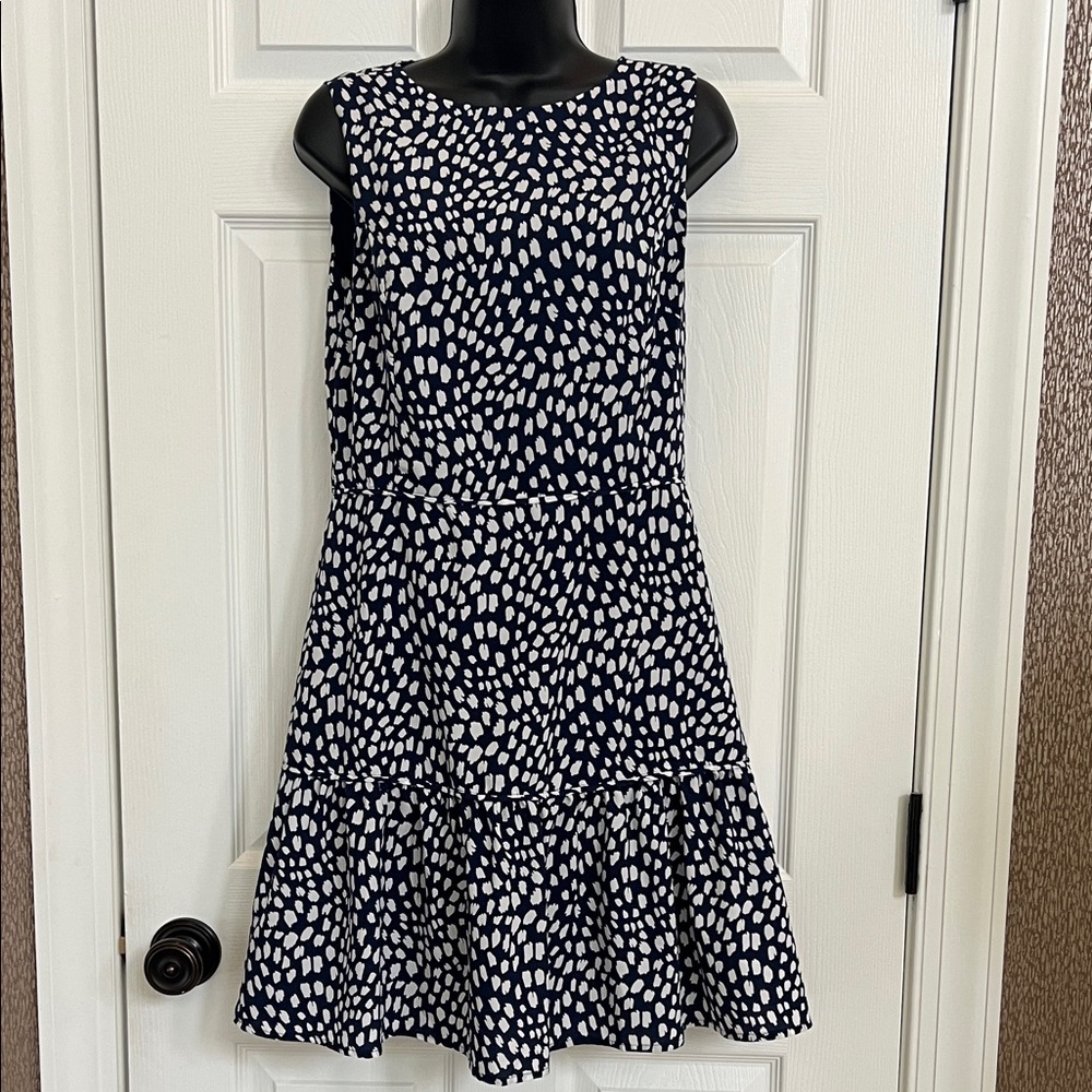Vineyard Vines Navy Dot Dress Sleeveless Fit & Flare Classic Preppy Style - Picture 2 of 12